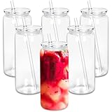 20oz Plastic Beer Can Tumbler, Acrylic Can Cup with Clear Lids, Straw, Clear Mason Drinking Jars Cups for Milk Juice Beer Coffee Tea Beverage