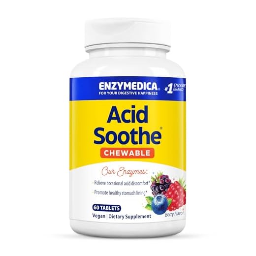Enzymedica, Acid Soothe Chewable, Promotes Relief from Heartburn and Indigestion While Helping to Strengthen the Stomach Lining, Vegan, Non-GMO, 60 Tablets (60 Servings)