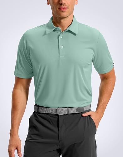 G Gradual Men's Golf Shirts Grid Short Sleeve Dry Fit Moisture Wicking Performance Lightweight Athletic Summer Collared Polo Shirts for Men(Light Pea Green,XX-Large) — view 2