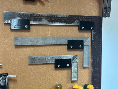 Wall Mount Bracket Holder for Carpenter Squares, Framing Squares, Try Squares & Miter Squares, Heavy-Duty ABS Space-Saving Garage Tool Organization, 4 Pack