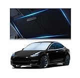 Magnelex Tesla Windshield Sun Shade (Model 3/Y), Reflective Polyester Blocks Heat & Sun, Foldable Car Window Sun Blocker, Mirror Cut-Out, Fade-Resistant Sunshade, Tesla 3 Accessories