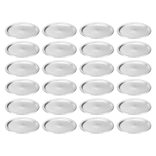 sourcing map 24pcs Mason Jar Canning Lids Wide Mouth, 83mm Metal Mason Jar Lids with Airtight Seal and Leakproof for Home Canning & Food Storage Silver