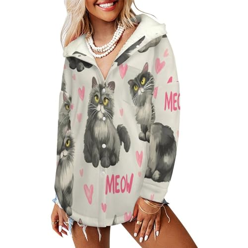 Manteaux polaire pour femme contre le froid hivernal avec capuche chat peluche