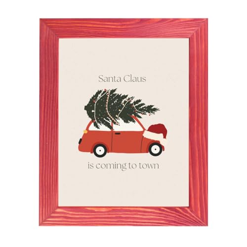Image of Rustic Wooden Poster Picture Frame 16x20 Inch - Natural Solid Eco Distressed Wood for Wall Mounting Photo Frame, Red