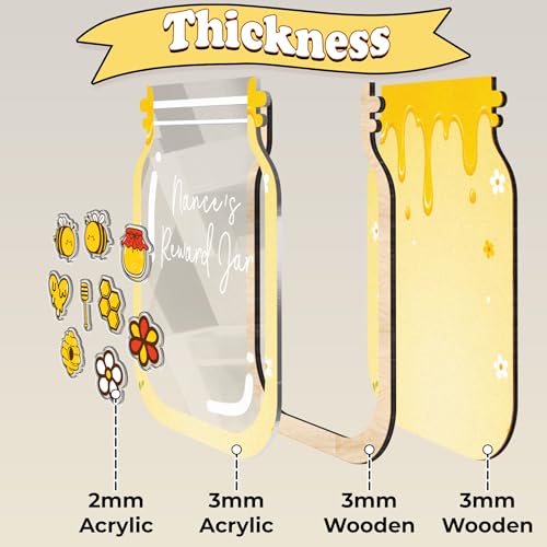Image of Personalized Bee Magnetic Reward Jar for Kids, Classroom Reward Jar, Positive Behavior System Rewards with Bee Tokens, Back to School Gift for Boys & Girls, Toddler Potty Training