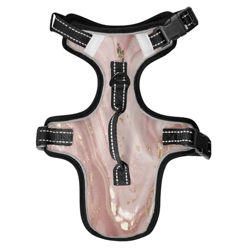 KEEPREAL Rose Gold Abstract Marble Dog/Cat Harness, Reflective No-Pull Pet Harness with 2 Leash Clips, Fully Adjustable Soft Padded Dog Vest, No-Choke Pet Oxford Vest