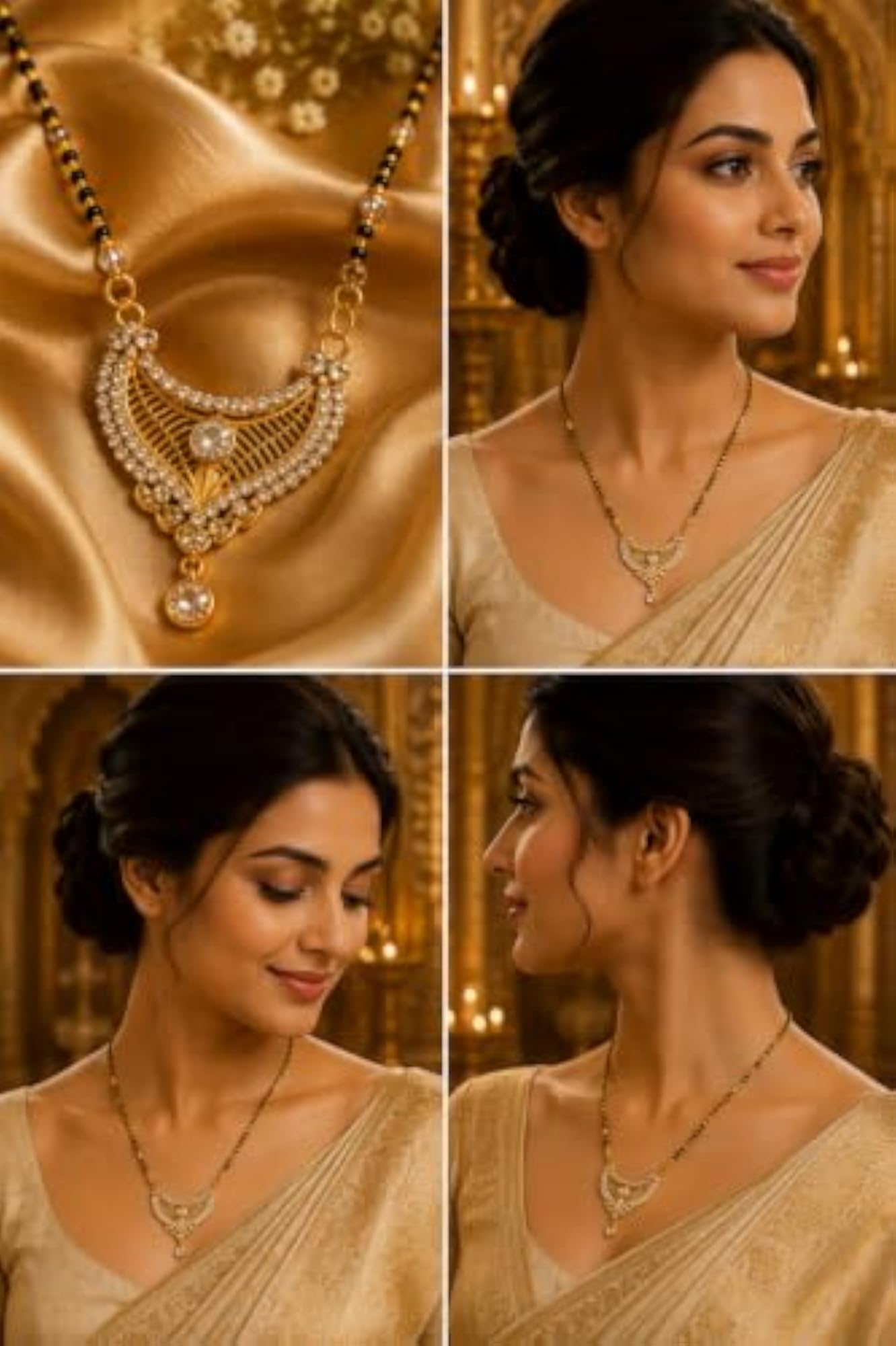 Women's Premium Elegant American Diamond Studded Mangalsutra Combo Set