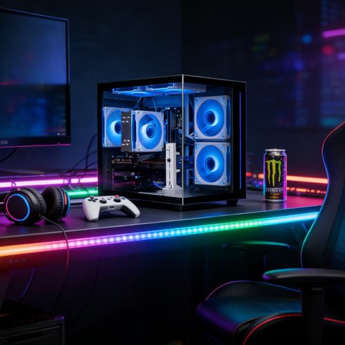Gaming PC Desktop Computer - Ryzen 5 5500, Radeon RX 6500XT 4GB, 16GB DDR4 RAM, 1TB NVME SSD, Prebuilt Tower Computer (Black) - Image 3