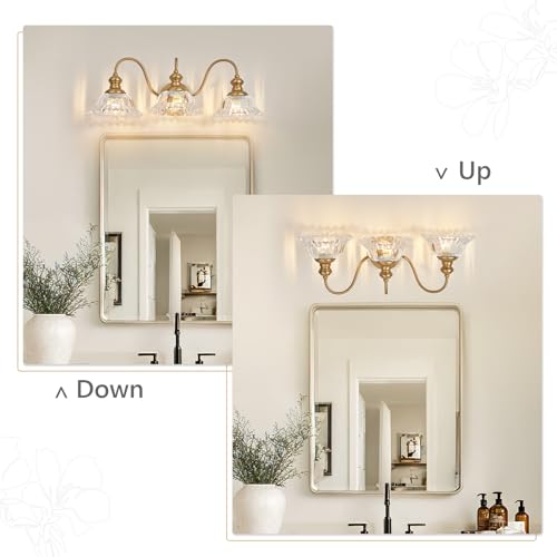 Image of 3 Lights Gold Vintage Bathroom Vanity Light Fixture