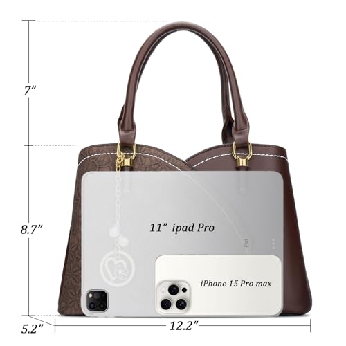 Image of KKXIU Triple Compartments Purses and Handbags for Women Fashion Ladies Satchel Shoulder Top Handle Bag