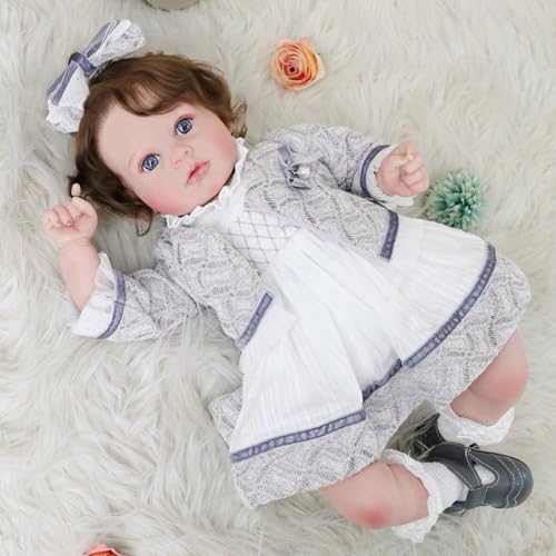 Muñeca Reborn Lifelike de 24 pulgadas con vestido miniatura 5