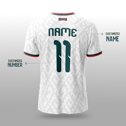 Image of Mexico Away 2026 Football Jersey for Men Boys Kids Women, Custom Personalised Mexico Fan Football T Shirt with Name & Number, Mexico Soccer Jersey Size 2Y to 4XL