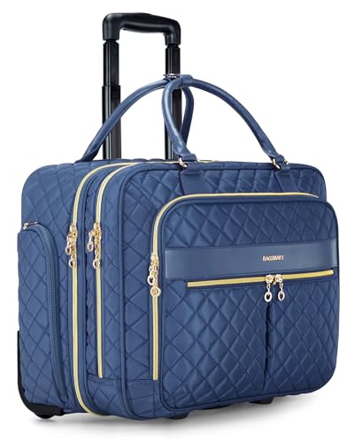 Image of BAGSMART Rolling Laptop Bag Women, Rolling Briefcase for Women, 17.3 Inch with Wheels Computer Bag Rolling Laptop Case for Work Travel Business, Navy Blue