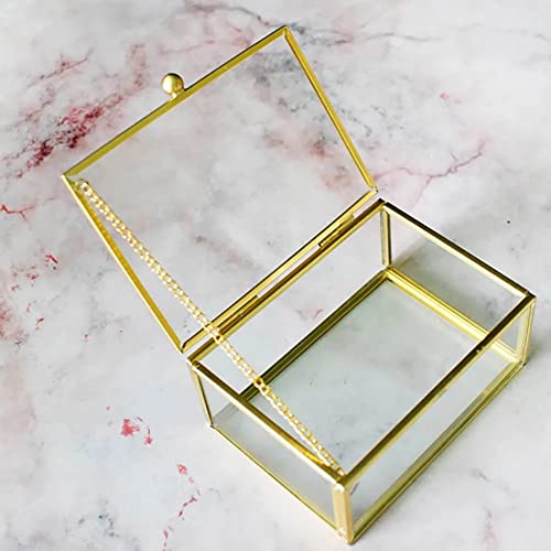 Boîte à bijoux en verre organisateur transparent et coffret doré