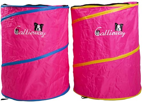 Callieway Hoopers Agility Barrel – Tonne/Fass für Hundetraining (Doppelpack, Blau) | Leicht, stabil & beschwerbar | Inkl. Transporttasche | Agility Parcours für Hunde | Fuchsia