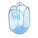 Mesh Design Foldable Pop Up Laundry Hamper Clothes Basket Blue
