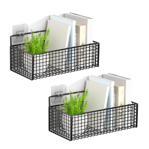 Cesto muro appeso a 2 pacchetti, cestini di filo organizzatore a parete per organizzare lo spazio opaco per il bagno per l'armadio della cucina domestica