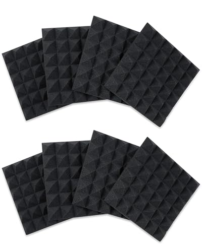 Gator Frameworks 2 Thick Acoustic Foam Pyramid Panels 12 x12 , Charcoal (8) Pack (GFW-ACPNL1212PCHA-8PK)