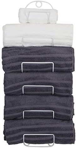 SODUKU Towel Rack Wall Mounted Metal Wine Rack Towel Shelf for Bathroom White