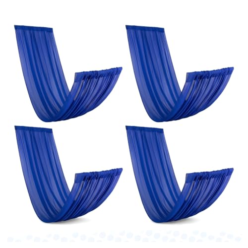 DUOBAO Chiffon Drapes Wedding Backdrop Curtains 4 Panels 20FT Royal Blue