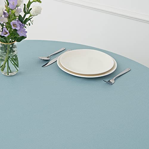 Image of maxmill Round Textured Tablecloth Spill-Proof Wrinkle Free Soft Jacquard Table Cloth for Circular Table Cover, for Dining Room Buffet Banquet Parties Holiday Dinner, 70 Inch Dusty Blue