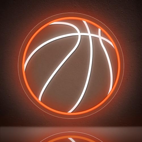 Basketball Neon Sign Room Decor for Teen Boys Bedroom Wall Art Basketball Sport Decorations Gift for Boys 8 12 14 Yesrs Led Lamp Stuff Light up Themed Party.