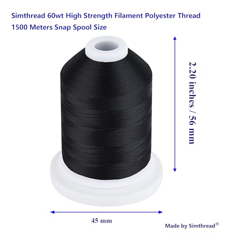 Hilo de bobina para bordado 60WT poliéster 1500 m negro 2 unidades miniatura 2