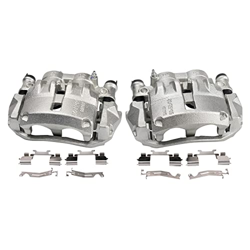 Image of TRQ Front Driver and Passenger Side Brake Caliper Set Caliper Brackets Hardware Compatible with 14-20 Ram ProMaster 1500 with Heavy Duty Brakes 14-20 Ram ProMaster 2500 with Heavy Duty Brakes