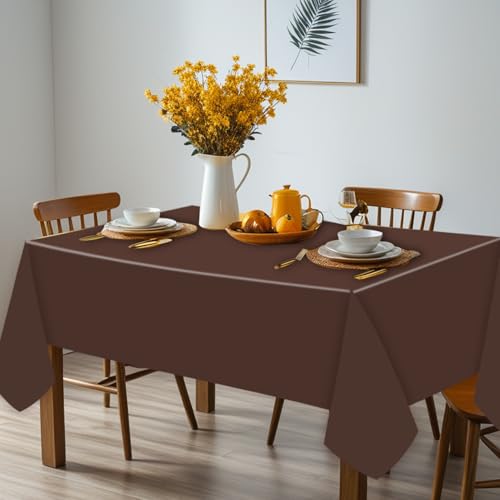 Image of 12 Pcs Plastic Tablecloths, Disposable Rectangle Autumn Table Cover 54 x 108 Inch Waterproof Table Covers for Fall Harvest Thanksgiving Day Harvest Birthday Birthday Baby Shower Party Decorations