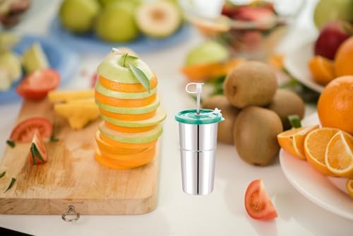 Image of Stainless Steel Fusion Glass Tumbler with Stainless Steel Metal Straws and Cleaning Brush with Lid (LD SIP 250ML)