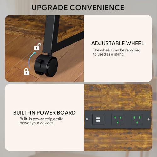 Meuble support multimédia AV à 4 niveaux avec multiprise intégrée et roulettes