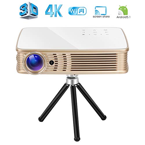 3D 4K Projector,Deeirao Portable DLP Home Theater Projector Android5.1 Support 2160P UHD Touch