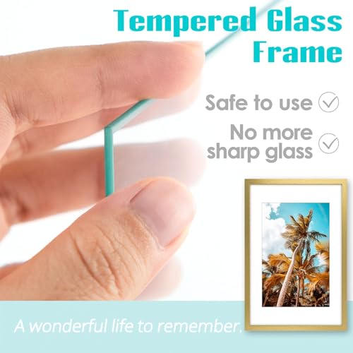 Image of Frametory, 16x24 Picture Frame with Mat for 12x18 Picture - High Definition Glass Wide Molding - Preinstalled Wall Mounting Hardware (Gold, 1 Pack)