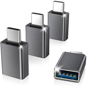 USB C auf USB Adapter 4-Pack, Thunderbolt 4 5 USBC Stecker zu USB Buchse OTG Adapter, Typ A Stick Konverter Zubehör für Apple MacBook Pro Air, iPhone 16e 15 Max, iPad, Samsung Galaxy S24 S25