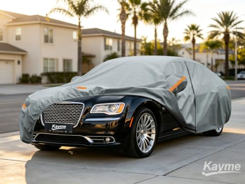 Image of Kayme Heavy Duty Car Cover Custom Fit Chrysler 300 300C (2004-2026), Waterproof All Weather for Automobiles, Full Exterior Covers Sun Rain UV Protection.