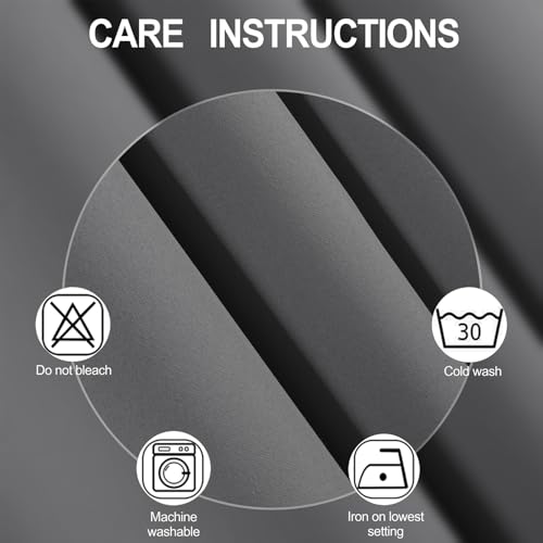 Image of LEMOMO Blackout Curtains 66 x 54 Inch Long Frost Grey Curtains Set of 2 Panels Room Darkening Curtains for Bedroom and Living Room