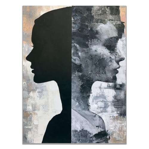 Lienzo de obras femeninas en blanco y negro, lienzo abstracto de 40x60cm sin marco para salón