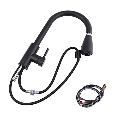 ステンレス鋼の台所の蛇口、シングルハンドルの温水と冷水の混合栓、360°回転プルアウト洗浄野菜ポットシンクの蛇口、ダブルアウトレットモード,A(F)