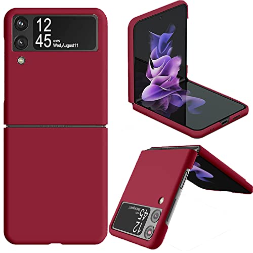 Miimall Compatible with Samsung Galaxy Z Flip 3 2021 Case Cover, Galaxy Z Flip 3 PC Case Ultra-Thin Matte Finish Anti-Fingerprint Anti-Oil Bumper Case for Samsung Galaxy Z Flip 3 Flip 3 5G 2021(Red)