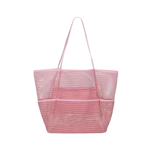 Beach Tote Bag, Mesh Beach Bag for Women, Waterproof Beach Vacation Bag, Pool Travel Hobo Tote Bag for Swimming Clothes (pink)