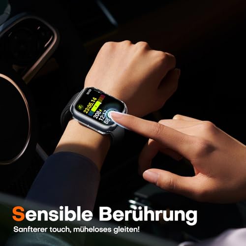 TAURI 2 Stück Harte PC Hülle für Apple Watch Series 11/10 42mm, [360° stoßfest] mit 9H Gehärteter Glas Displayschutz und Hoher Empfindlichkeit, Kratzfeste Schutzhülle - Durchsichtig