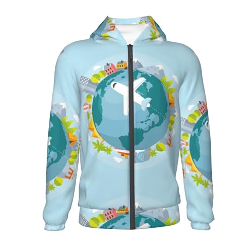 Dreaming Travel Kid Hoodies Boys Zip Up Sweatshirts Girls Pullover with Pocket2