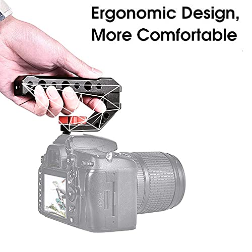 UTEBIT Camera Top Handle with 1/4" 3/8" Screw Thread, Universal Camera Hot Shoe Top Handle Grip with 3 Cold Shoe Adapters to Mount DSLR Camera with Microphone/LED Light/ Monitor/Phone/Magic Arm - Thumbnail 4