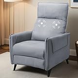 Softa Massage Recliner Chair for Adults, Fabric Reclining Chair Home Theater Seating with Extended Footrest, Adjustable Modern Single Sofa for Living Room, Bedroom (Light Gray)