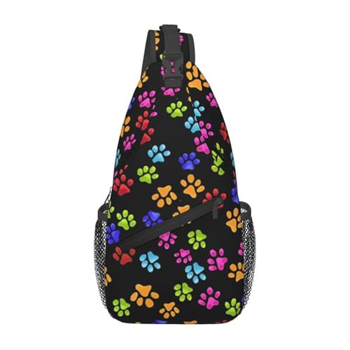 Cute Dog Paw Sling Crossbody Backpack Adjustable Shoulder Bag Strap for Hiking,Walking,Biking,Cycling