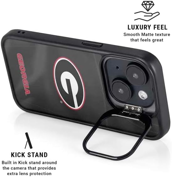 Skinit Kickstand Phone Case Compatible with iPhone 14 - Officially Licensed University of Georgia Black Jersey Design