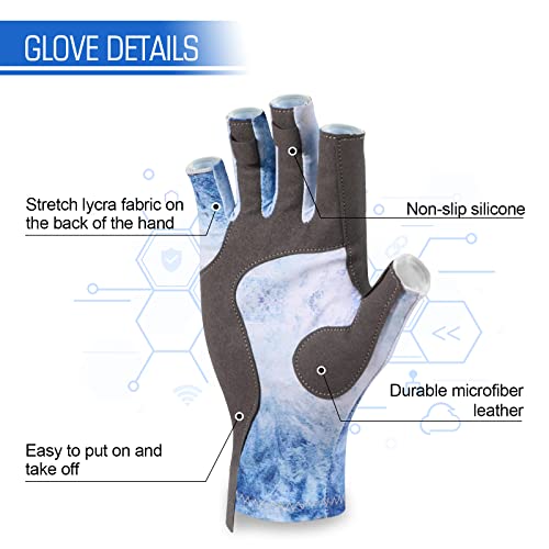 Tagvo Fishing Gloves, Upf50+ Fishing Gloves Uv Protection Gloves, Lycra Breathable Non-Slip Microfiber Leather Fabricfishing Glove, Sun Protection Gloves Men Women For Outdoor, Kayaking, Rowing #TOP2