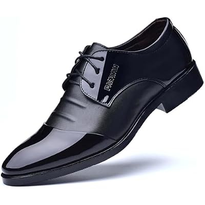 Men's Dress Shoes Business Fashion Black Comfort Oxfords Patent Leather Dressy Shoe Classic Loafers Formal Derby Footwear