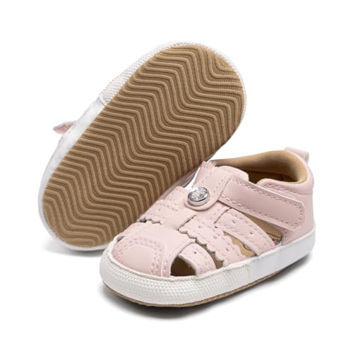 Image of Meckior Baby Toddler Infant Girls PU Leather Soft Open Toe Summer Sandals Flower Princess Flat Shoes