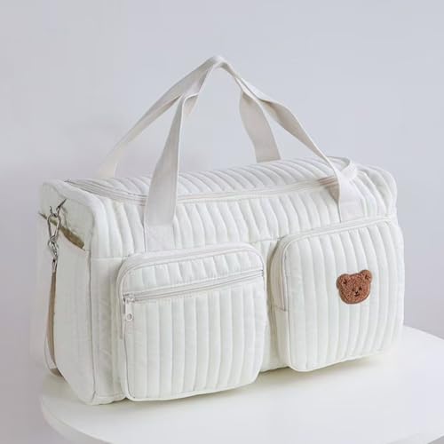 Quilted Diaper Bag Large Cute Duffle Bag for Women (Bear)3